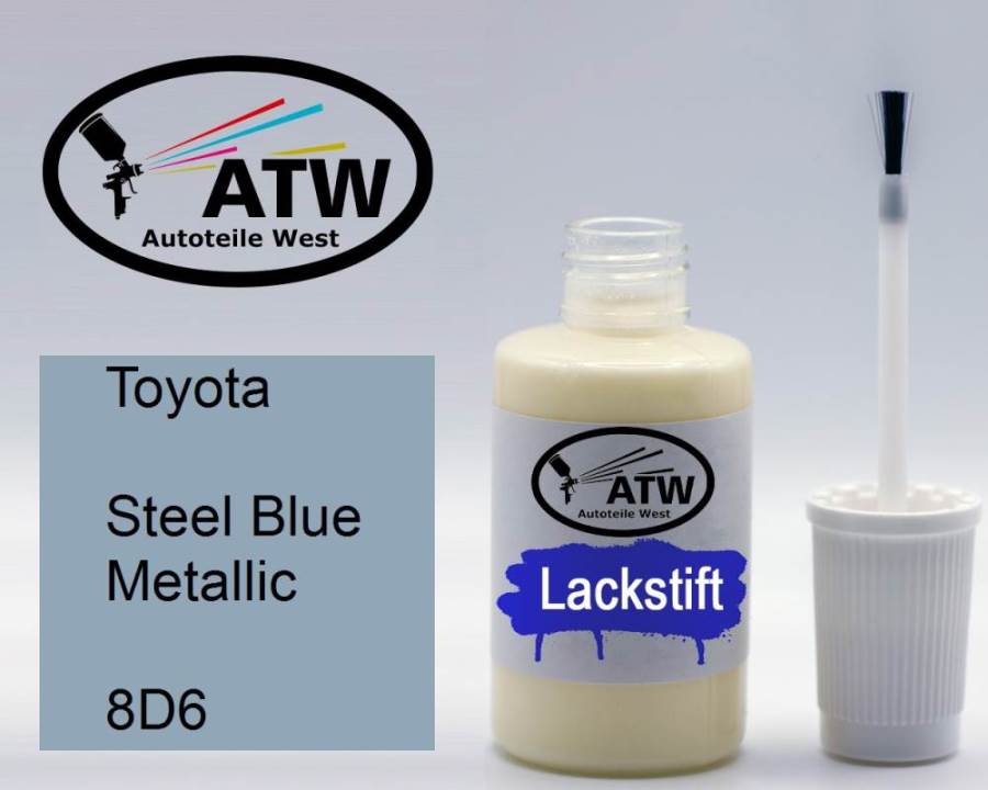 Toyota, Steel Blue Metallic, 8D6: 20ml Lackstift, von ATW Autoteile West.